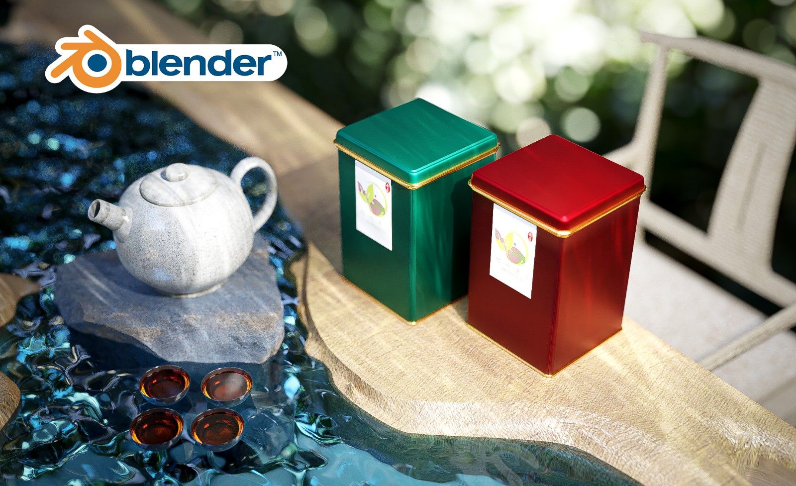 Blender-茶叶罐外景场景渲染