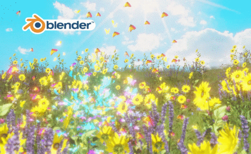Blender-蝴蝶在花丛中的飞舞动画