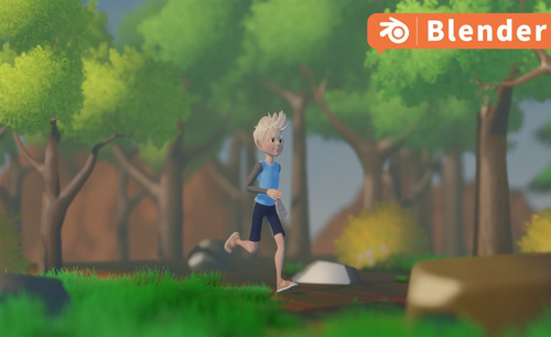 Blender-卡通节点人物跑步动画
