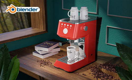 Blender-咖啡机场景建模