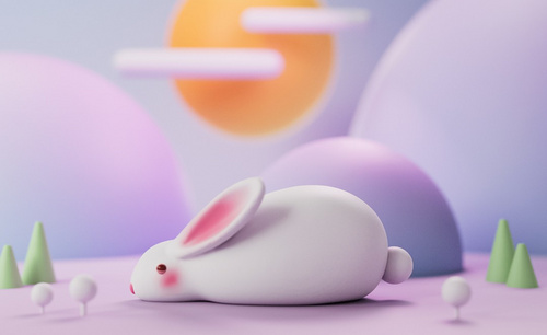 C4D+阿诺德-中秋小兔子卡通场景建模渲染