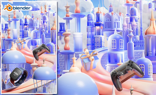 Blender-梦幻城堡电商产品海报