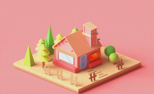 C4D+OC-房屋建模-小房子创意动画