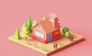 C4D+OC-动效制作2-小房子创意动画