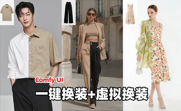 ComfyUI-一键换装+虚拟换装