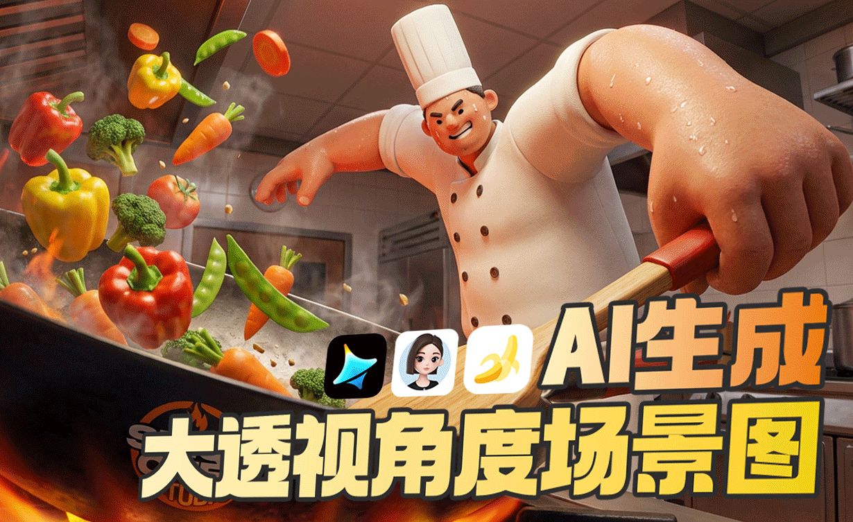 AI生成-大透视角色场景图