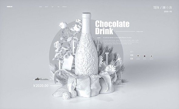 C4D-建模-创意巧克力杏仁酒海报